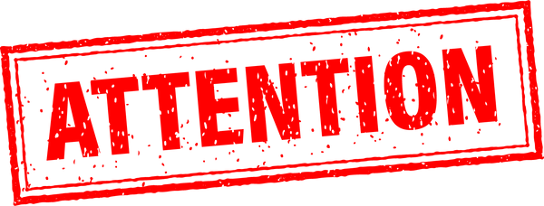 White background, isolated. Warning attention sign. Importan